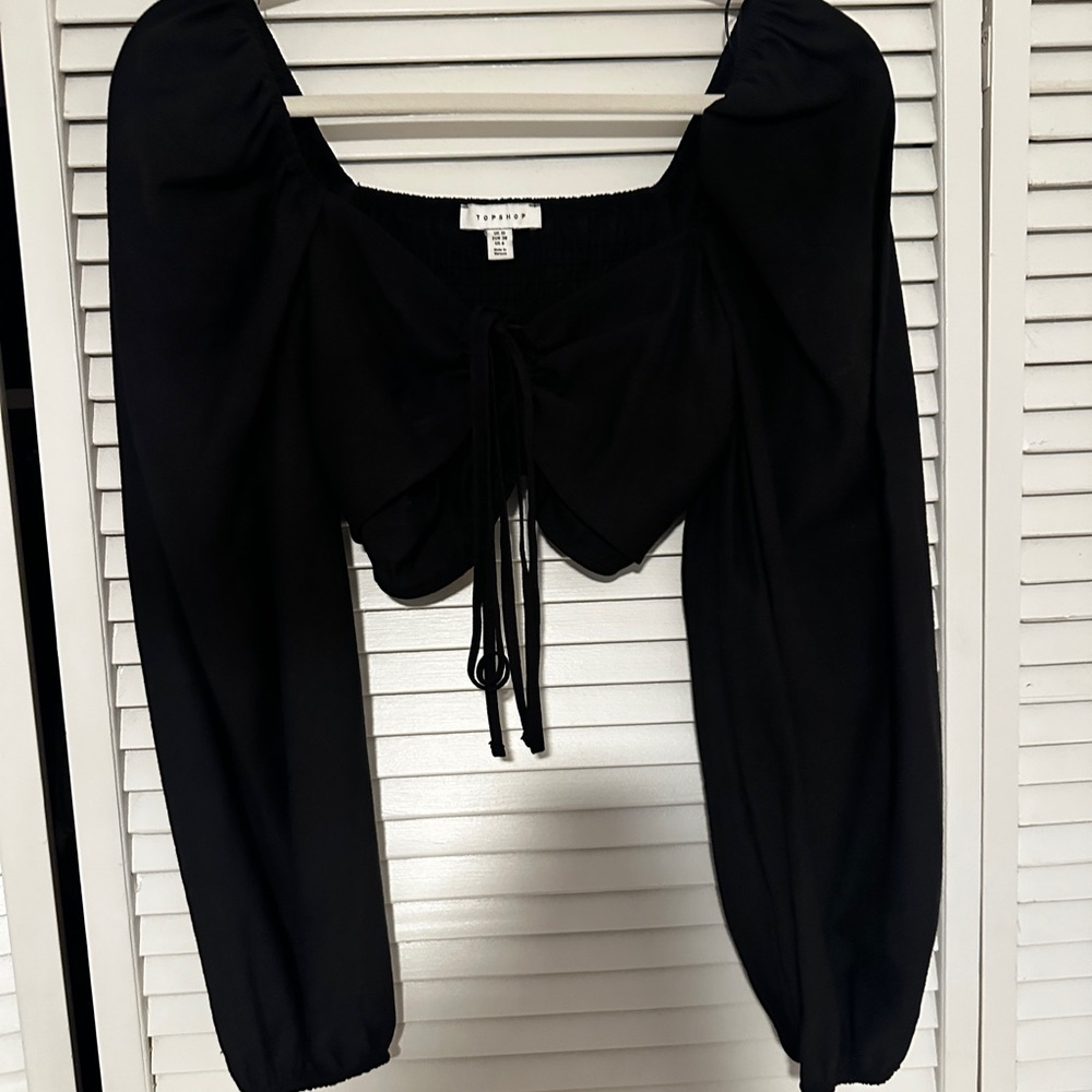 Topshop Black Long Sleeve Blouse